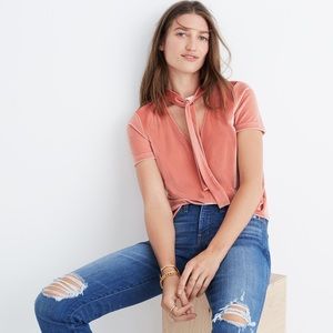 2 for $15! Madewell Velvet Bow Tie Tee